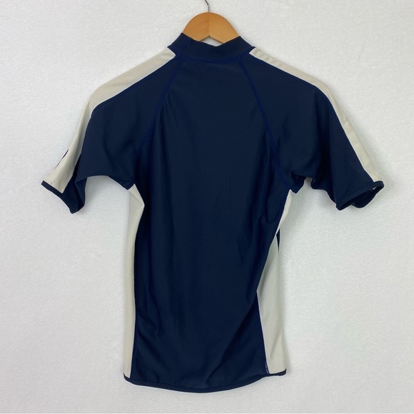 Katin USA Surf Boys Youth Rash Guard Size Large Blue White Short Sleeve USA Made - Picture 2 of 9